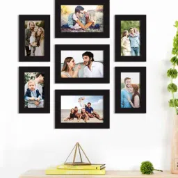 art street Black Synthetic Wood Scarlett Wallset Of 7 Collage Photo Frames-picture-48