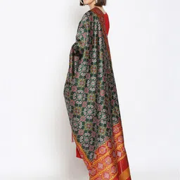 Dupatta Bazaar Green & Red Ethnic Motifs Woven Design Dupatta image 5