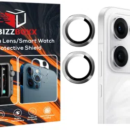 BizzBoxx Back Camera Lens Glass Protector for OPPO Reno13 5G, OPPO Reno13, Reno 13, camera lens protector guard, Silver Ring-13