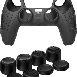 OIVO INDIA |Combo of 2| Playstation 5 Controller Black Cover With Thumbgrips SetGaming Accessory Kit-image-2