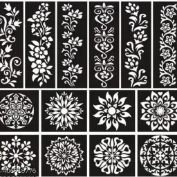 Mehndi Sticker Set of 2 Pes|Henna Stencil for Women, Girls Model no 077 Temporary Tattoo Kit-25
