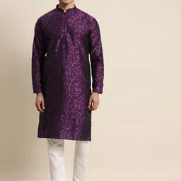 SOJANYA Men Silk Blend Woven Design Kurta-image-41