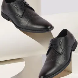 FAUSTO Men Textured Leather Formal Derbys-image-31