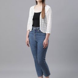 UnaOne Self Design Open Front Crop Shrug image 5