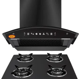 Combo of Auto 4B LPG Cooktop SC04 and Net60 Filterless (60cm) Auto Clean Wall Mounted Black 1400 CMH Chimney-15