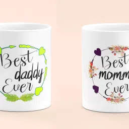 Best Mommy Best Daddy Printed Coffee Gift For Mom And Dad On Her Marriage Anniversary/ Father's Day/Mother's Day MIcrowave Safe Trendy Printed Coffee Set-310 Ml Ceramic Coffee Mug-image-37
