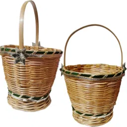 Small Bamboo Basket for Spoon/Knife Holder /Flower/ Wedding Gifts (Set of 2 Pcs) Bamboo Fruit & Vegetable Basket-image-58