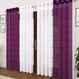 274.32 cm (9 ft) Tissue Semi Transparent Long Door Curtain (Pack Of 4)-image-72