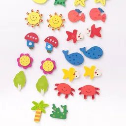 Kuber Industries Red & Blue 24 Pieces Fish Shape Decorative Fridge Magnets-6