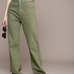 Women Straight Fit High Rise Green Jeans-image-21