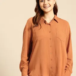 mast & harbour Women Regular Fit Solid Casual Shirt-picture-33