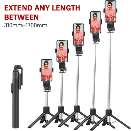 Wanzhow Extra-long 2 in 1 Selfie Stick, 31cm-170 cm length Tripod with 10m Range BT Remote, 360-degree Lock adjustable holder, CR2032 Replaceable Battery Compatible with all types of smartphones, Android, ios Bluetooth Selfie Stick Bluetooth Selfie Stick image 3