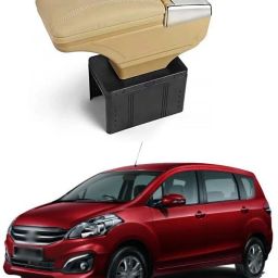 Stylish Car Armrest with Glass Holder & Ash Tray Beige & Chrome for all Cars (Universal) C166 Car Armrest-2