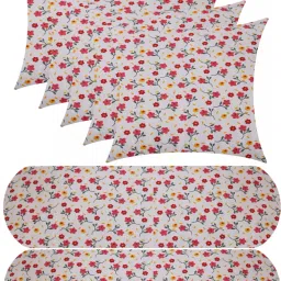 5 Cushion And 2 Bolster Microfibre Floral Bolster Pack of 7-image-29