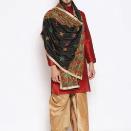 dupatta bazaar Silk Blend Self Design Multicolor Men Dupatta image 3