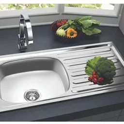 (37"X18"X8") 304 GRADE Stainless Steel Single Bowl Kitchen Sink with Drainboard (37" x 18" x 8")-Gloss Finish Vessel Sink-image-38
