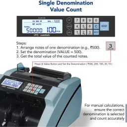 VMS Essentials CCM05 Money Counter with UV,MG,IR Sensors,6-Month Offsite Warranty Note Counting Machine image 4