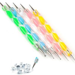 1 TOP 5Pcs 2 Way Dotting Tools Marbling Tool Nail Art Dotticure Tool Doting Pen Nail Art Tools (Multi)-36
