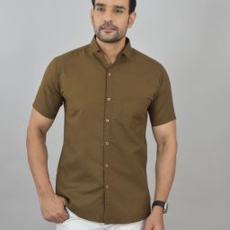 Men Slim Fit Solid Spread Collar Casual Shirt-image-51
