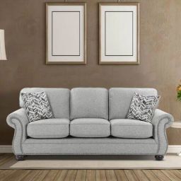 casacraft from pepperfry St Helens Fabric 3 Seater Sofa in Grey Colour-picture-25
