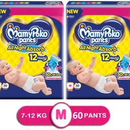 All Night Standard Baby Diaper Pants Style Medium Size (Pack of 2) - M-30