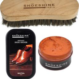 SHOESHINE ARMY TAN Shoe Cream and Neutral Shoe Shiner with Shoe Brush Shoe Care Kit-image-11