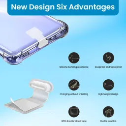 MAK Type C Port Adhesive Dust Protection Caps (6Pc),Dustproof Net Stickers (10S+10L) Power Port White Anti-dust Plug image 2