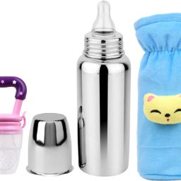 Baby feeding bottle with cover & baby fruit feeder 0 to 2 years BPA free - 250 ml-image-72