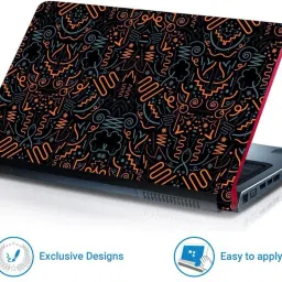 Anweshas 4 in 1 Combo Pack with Laptop Skin Sticker Decal, Palmrest Skin, Screen Protector, Key Guard for 15.6 Inch Laptop - Spiral Abstract Combo Set image 2