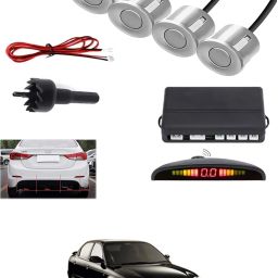 4Silver Parking Sensor With LED Display Increased Safety For Car-30 Universal 4 Silver Reverse Parking Sensor With LED Display For Cars-30 Parking Sensor-image-88