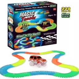 Magic Race Tracks Bend Flex Toy 11ft Glow in Dark Speedway Set with Cars 220 Pcs-7