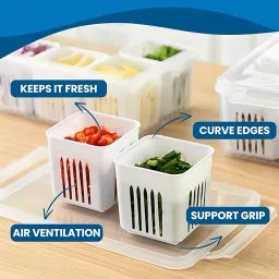 m9gi Plastic 6 Drainer Boxes - Ideal for Garlic, Onion, Chili, Tomato, Ginger, and Spices Storage Basket image 2