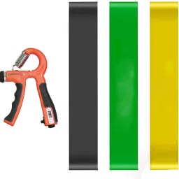 Combo Loop Band Set Of 3 Adjustable Hand Grip Strength & 1PC Count Hand Gripper Fitness Accessory Kit Kit-image-2