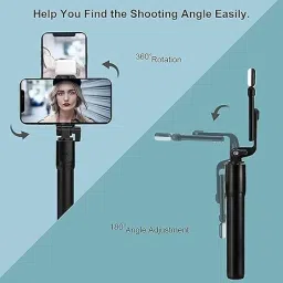 En ligne Bluetooth Extendable Selfie Sticks with Wireless Remote and Tripod Stand With Led, 3-in-1 Multifunctional Selfie Stick Bluetooth Selfie Stick image 4