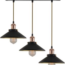 3-Lights Linear Cone Shade Cluster Chandelier Hanging Light, Decorative, Black, Kitchen Area and Dining Room Light, LED/Filament Light, Rose Gold Pendant Lamp Ceiling Lamp-image-70