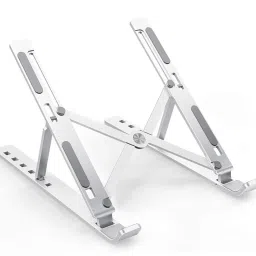SK TRADERS Adjustable Alloy Metal Portable Foldable Laptop Stand Holder Adjustable Alloy Metal Portable Foldable Laptop Stand Holder Aluminium Floor and Desk Stand Laptop Stand with Adjustable Height Compatible with Universal Laptops-image-91