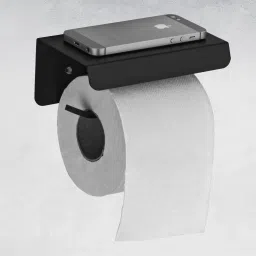 Platinum Stainless Steel 304 Grade Toilet Paper Holder with Mobile Phone Stand - Bathroom Accessories (Matt Black) Stainless Steel Toilet Paper Holder-image-59