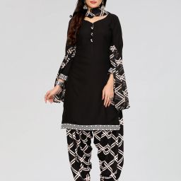 Unstitched Crepe Salwar Suit Material Printed-image-80