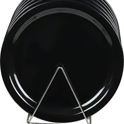 11 Inch Polypropylene Break Resistant Serving Plates (Black, Round) Dinner Plate-4