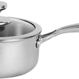 Nirlon Platinum Triply Stainless Steel Induction Base Sauce Pan with Glass lid Sauce Pan 18 cm diameter with Lid 2.2 L capacity-picture-1