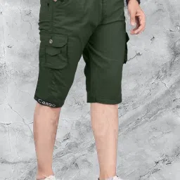 Solid Men Green Casual Shorts, Cargo Shorts, Regular Shorts-image-80