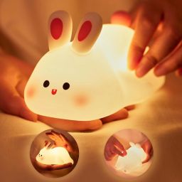 Cute Rabbit Night Light, USB Rechargeable, Changing Light lemp Table Lamp-image-25