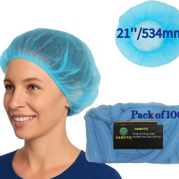 Disposable Hair Caps Blue 21" Large Size for Kitchen Hospital Catering Hair net Head Cover Chef Hat-21