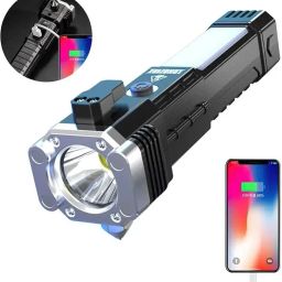 ® LED 3W Multicolor Glass Hammer & Cutter, Mobile USB Fast Charger Power Bank Torch-image-99