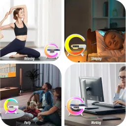 emerydeal Night Lamp LED G-Shape Bluetooth Speaker with Wireless Charger & Lamp 27 AS-AX Table Lamp image 2