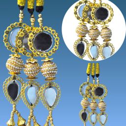 Golden Beads Paranda Hair Extension – Heavy Festive Braid Accessory for Girls Braid Extension-image-2