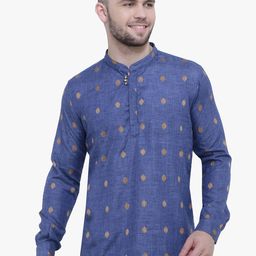 Kuons Avenue Geometric Indigo Kurta-image-41