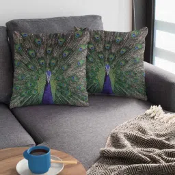 ambbi collections Green Satin Ethnic motif 16x16 inches Cushion Covers (Pack of 2)-picture-38
