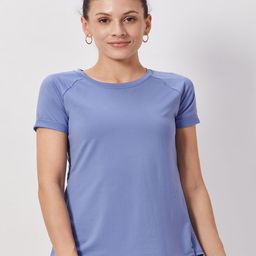 SEEQ Women Blue Moisture Wicking Training or Gym T-shirt-image-6