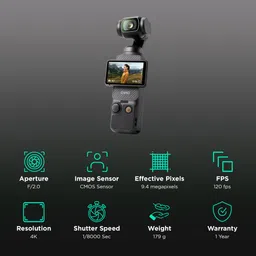 DJI Osmo Pocket 3 4K and 9.4MP 120 FPS Digital Vlogging Camera with 3-Axis Stabilization (Black) image 2